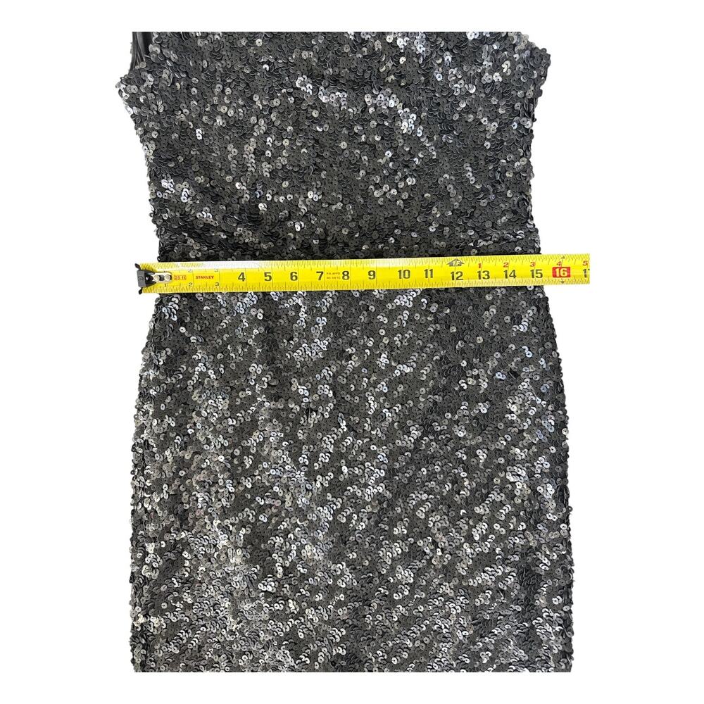 Rachel Zoe Sequin Open Back Sheath Mini Dress 10 Black Cap Sleeve - Picture 6 of 10